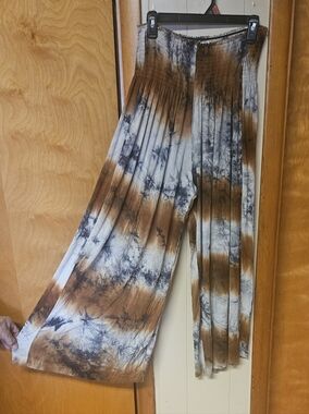 NATURAL LIFE Brown and Gray Tie-Dye Papalooza Pants With High Elastic Waistband
